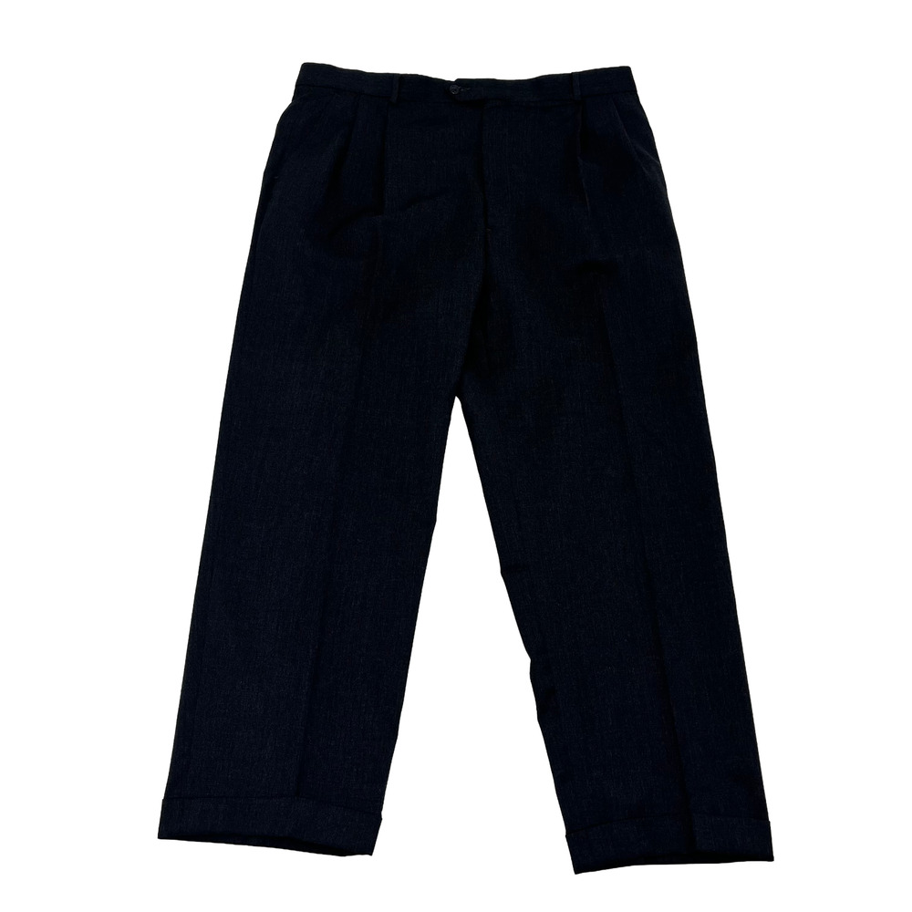 Joseph & Feiss Gold Mens 44 Gray Wool Dress Pants Pleated Front Cuffed Hem Comfy